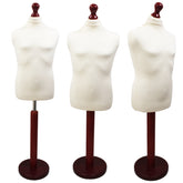 Children's Age 10-12 Years Tailors Dummy Mannequin, White Torso Bust with a Red Wood Round Base